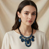 Necklace Blue Glitter Oval Swirled Set for Women