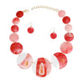 DST Necklace Red Disc Collar Set for Women