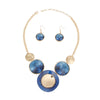Collar Blue Gradient Gold Disc Necklace for Women