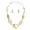 Collar Pink Green Agate Marbled Necklace