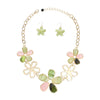 AKA Pink Green Inlay Flower Collar Necklace Set