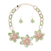 AKA Collar Marbled Pink Green Links 3D Flower Set