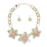 AKA Collar Marbled Pink Green Links 3D Flower Set