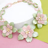 AKA Collar Marbled Pink Green Links 3D Flower Set