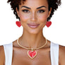 Pendant Gold Omega Chain Red Heart Set for Women
