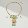 Pink Green Dimensional Pendant Necklace