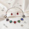 Collar Silver Filigree Multicolor Crystal Necklace
