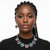 Collar Silver Filigree Multicolor Crystal Necklace