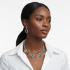 Collar Silver Filigree Multicolor Crystal Necklace