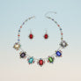 Collar Silver Filigree Multicolor Crystal Necklace
