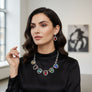 Collar Silver Filigree Multicolor Crystal Necklace
