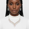 Collar Dramatic Silver Oval Aurbo Crystal Necklace