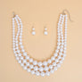 Pearl Necklace White 3 Strand Set for Women