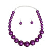 Pearl Purple Graduated Single Strand Necklace Set