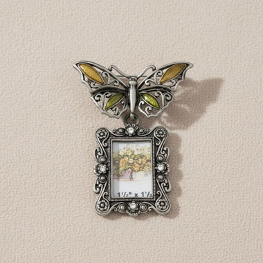 Brooch Antique Butterfly Square Picture Frame Pin