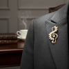 Brooch Gold Treble Clef Cream Marquise Stone Pin