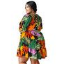 3XL Tropical Print Apron Dress