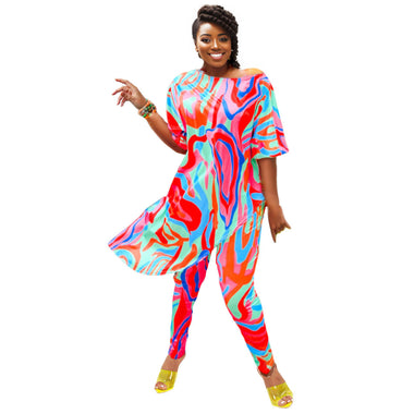 4XL Rainbow Asymmetric Set