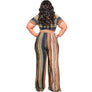 5XL Striped Top Pants Set