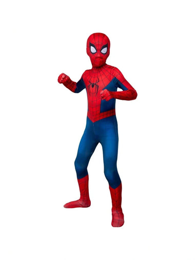 Amazing Spider-Man inspired blue red kids costume with mask front view