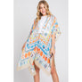 DIONA J WATERCOLOR BOHO GEOMETRIC PRINT KIMONO ONE SIZE COLOR BEIGE