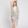 DIONA J WATERCOLOR GEOMETRIC PRINT KIMONO CARDIGAN ONE SIZE COLOR BEIGE