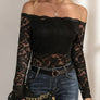 Off-Shoulder Long Sleeve Lace Top