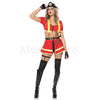 Hot Firefighter Womens Halloween Cosplay Metallic Trim 7 Pc Costume Set Size M/L