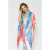 DIONA J BRUSH STROKE PRINT KIMONO ONE SIZE COLOR CORAL