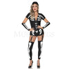 Sexy Skeleton 3 Pc Halloween Front Zip Skeleton Romper Costume Set Size XL