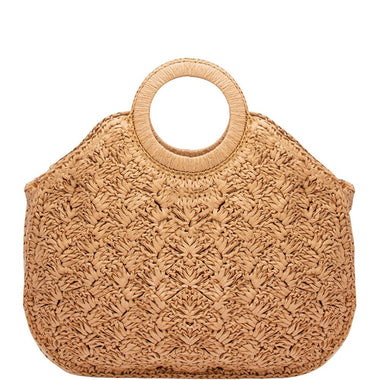 DIONA J STRAW ROUND HANDLE TOTE BAG COLOR KHAKI