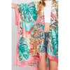 DIONA J HAND DRAWN WATERCOLOR TROPICAL LEAVES KIMONO ONE SIZE COLOR PINK
