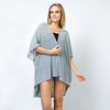 DIONA J TEXTURED JERSEY RELAXED FIT KIMONO ONE SIZE COLOR GREY