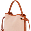 TEXTURED DRAWSTRING HANDLE SATCHEL BAG ORANGE RED