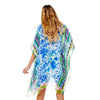 DIONA J TIE DYE FASHIONABLE KIMONO COVER UP CARDIGAN ONE SIZE COLOR BLUE