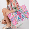 DIONA J BOHO PRINT FRINGE TOTE BAG ONE SIZE MULTICOLOR