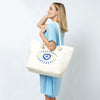 Diona J Evil Eye Shopping Beach Shoulder Tote Bag Ivory