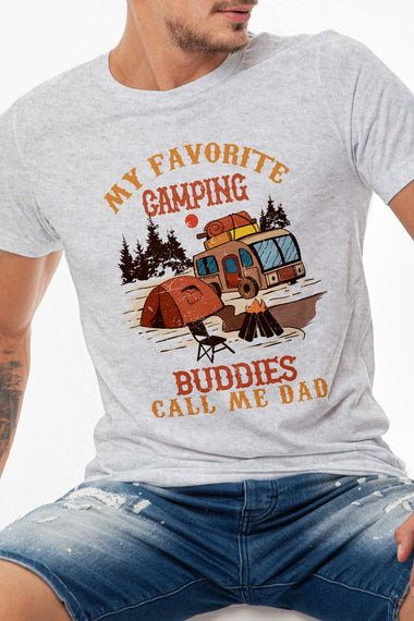 My Favorite Camping Buddies Call Me Dad Graphic Tee Round Neck Perfect Gift For Father's Day