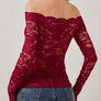 Off-Shoulder Long Sleeve Lace Top