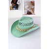 DIONA J SEA SHELL HAT BAND COWBOY STRAW HAT COLOR MINT