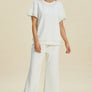 Double Take Full Size Pearl Detail Round Neck Top and Pants Set