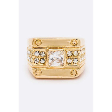 Diona j Baguette Crystal Square Unisex Ring Size 7