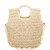 DIONA J STRAW HANDLE CHAIN LINK TOTE BAG COLOR KHAKI