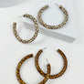 LEOPARD WOOD HOOP EARRINGS