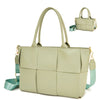 SQUARES FASHION DESIGN SATCHEL W MINI BAG AND WALLET SET COLOR WHITE