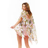 DIONA J FLORAL PRINTED SILKY KIMONO ONE SIZE COLOR BEIGE