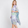DIONA J HAND DRAWN TROPICAL LEAVES KIMONO ONE SIZE PURPLE
