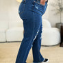 Judy Blue Full Size Mid Rise Distressed Raw Hem Jeans