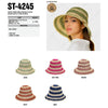 CC PAPER STRAW HAND CROCHET CLOTH IN 2 TONE STRIPES BUCKET HAT COLOR SAGE