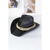 DIONA J SEA SHELL HAT BAND COWBOY STRAW HAT COLOR BLACK